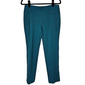 Chicos Size 0 US 4 Petite Green Juliet Slimming Pull On Ponte Knit Ankle Pants